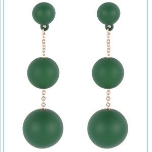 GREEN- CCB 3 DROP COLOR COATED EARRINGS
